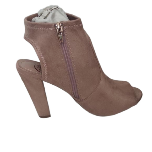 Blush Suede Peep Toe Heel - Picture 3 of 4